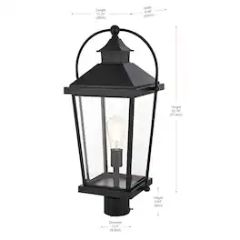 Elegant Lighting - Luz 23 inch Outdoor Post light in Black - Black And Clear