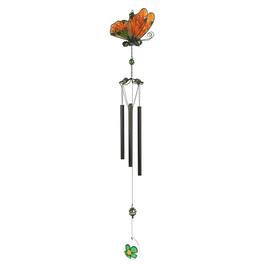 FC Design - 35" Long Yellow Butterfly Wind Chime with Black Gem Outdoor Patio or Garden Hanging Decoration - Multi-Color