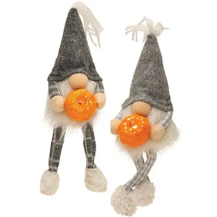 Front. BreeBe - *Stuffed Gnome w/Pumpkin 2 Asstd. - Grey, Orange.