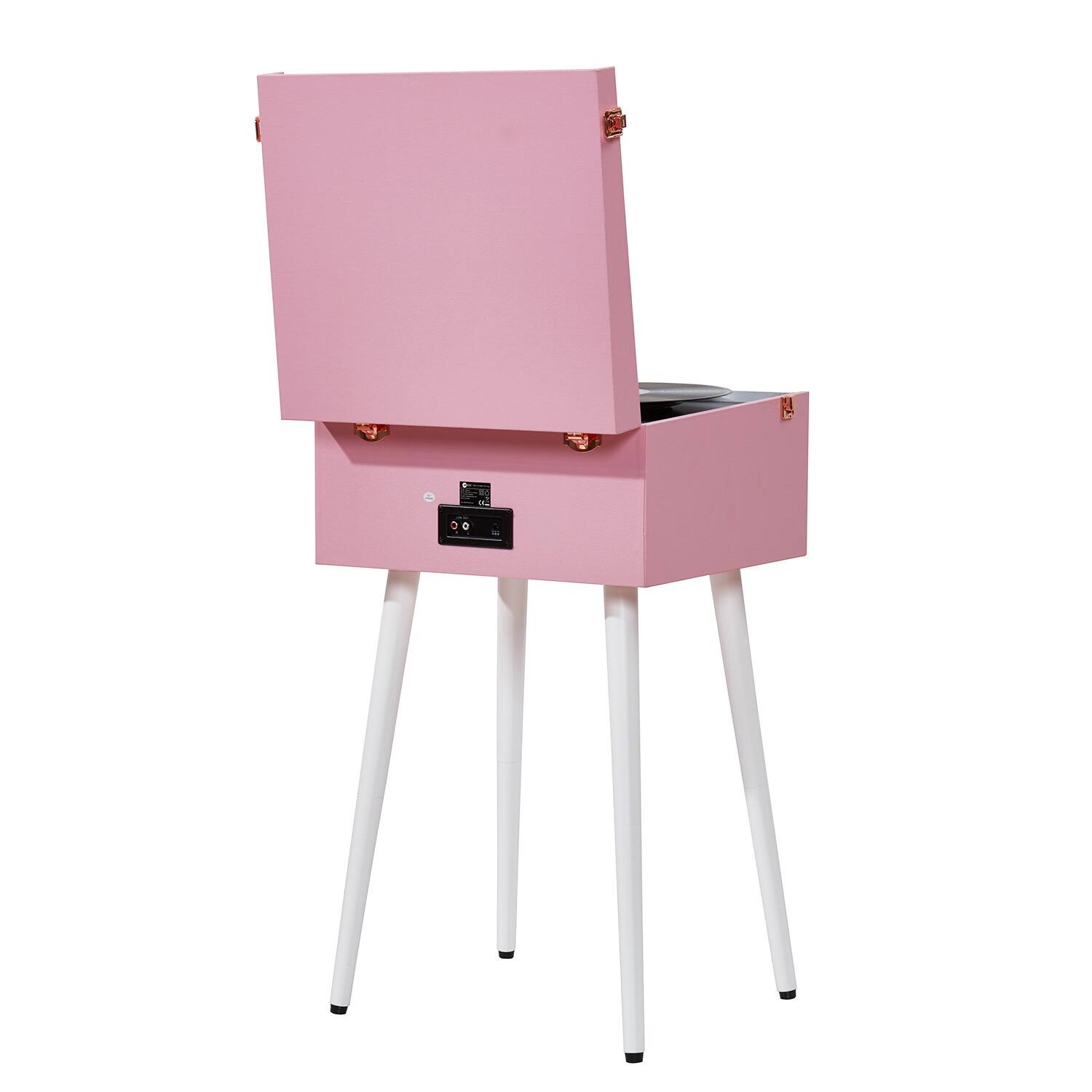 Back. Arkrocket - Arkrocket Discovery II 3-Speed Bluetooth Turntable with Speakers & Removable Legs – Pink/White - Pink White.