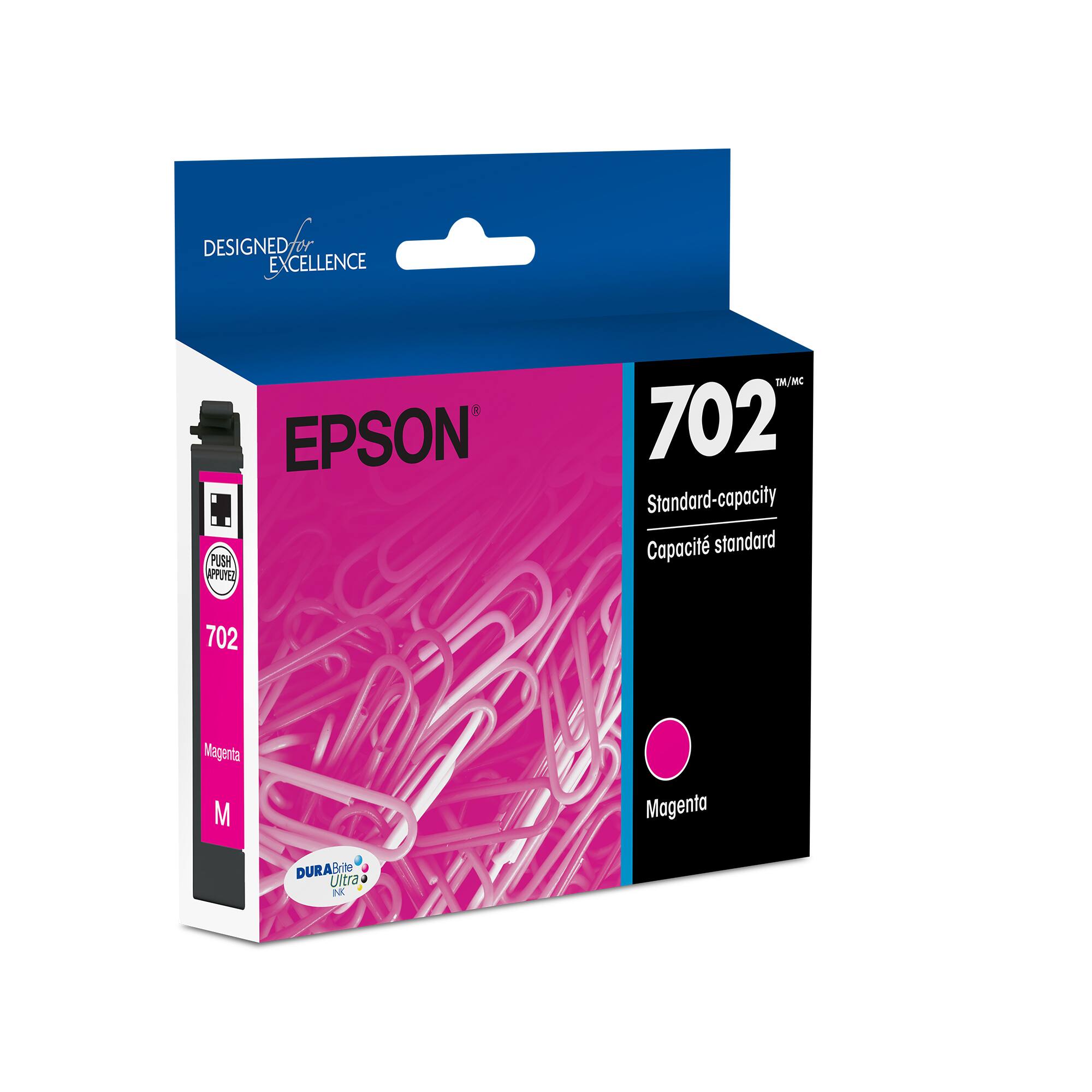 Designed for Epson PrecisionCore TM MC 702 Standard-capacity Cartridge. Capacity: 702 Magenta.
