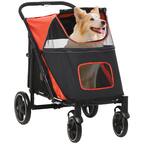 Front. Pawhut - Dog Stroller, for Dogs up to 66 Lbs, 23.5" Body Length, One-Click Foldable, Storage, Shock Wheels, Mesh, Leash.