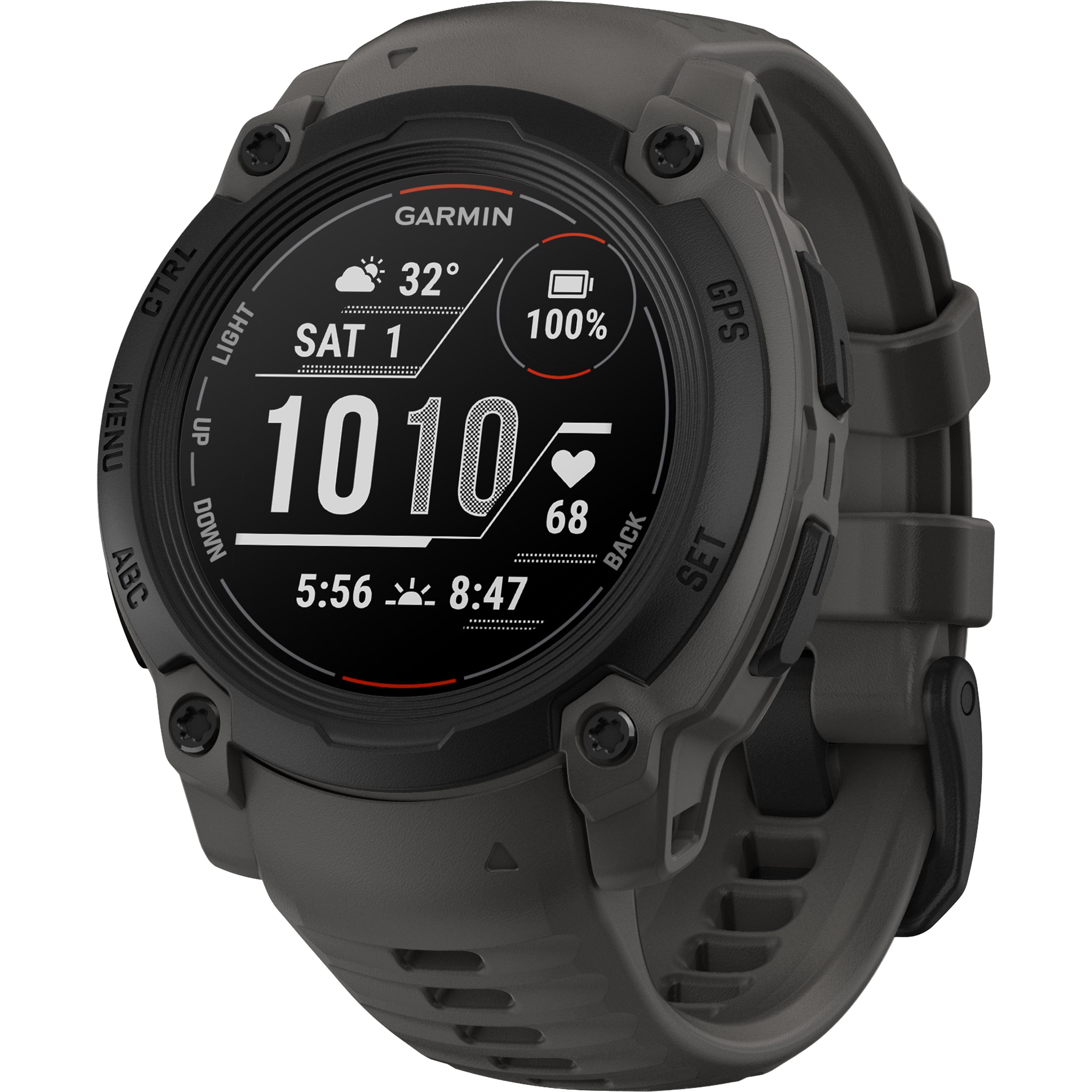 Garmin - Instinct E GPS Smartwatch 40 mm Fiber-reinforced Polymer - Black with Charcoal Band - (2025) - Front_Zoom