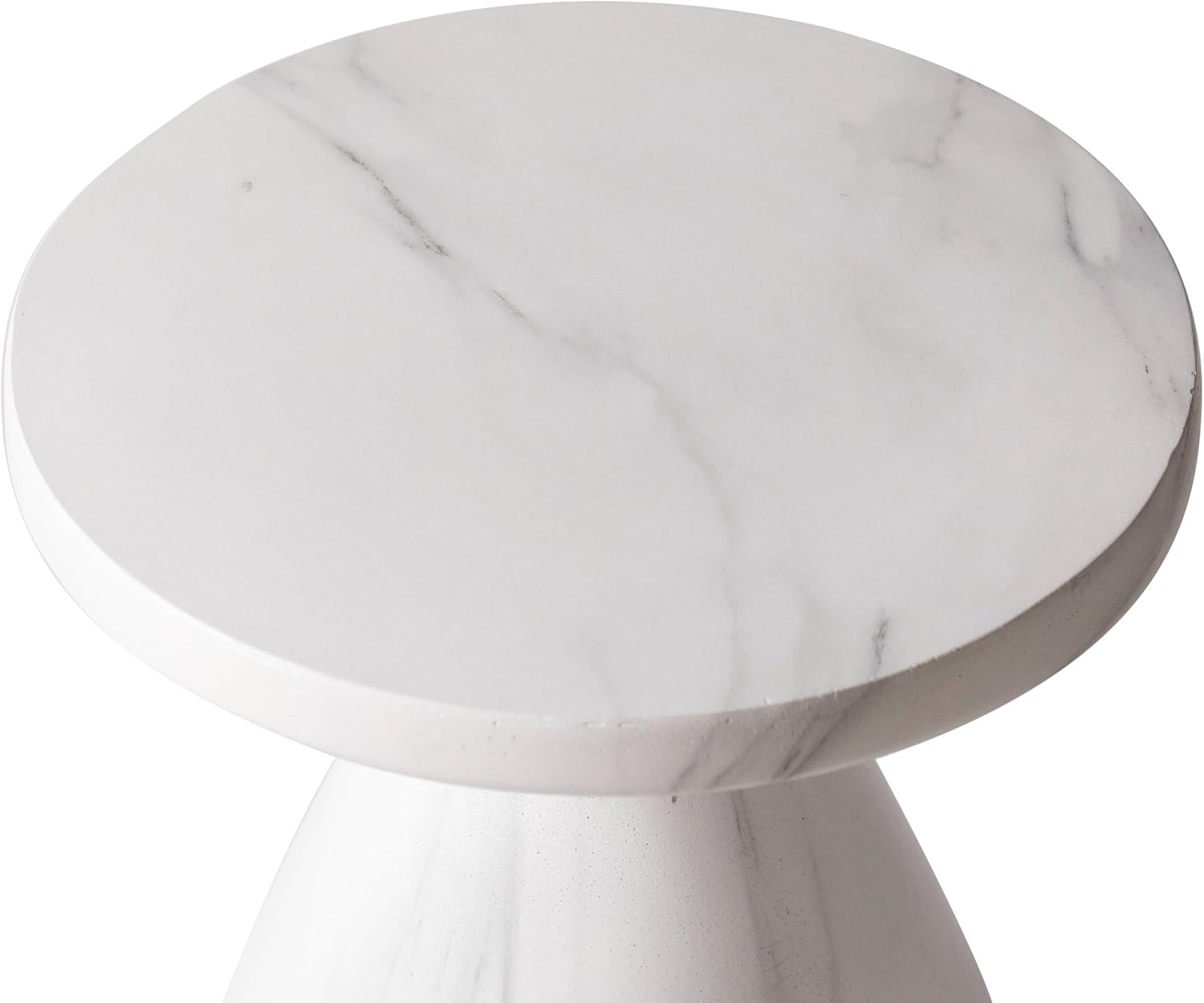 Alt View 2. LeisureMod - Dune 17" Round Fiberstone Side Table - Modern Indoor/Outdoor Weather Resistant Accent Table, No Assembly - Marble White.