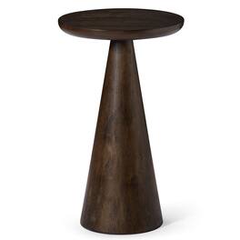Maven Lane - Owen Rustic Wooden Drink Table, 12" Round Wood Side Table - Aged Brown