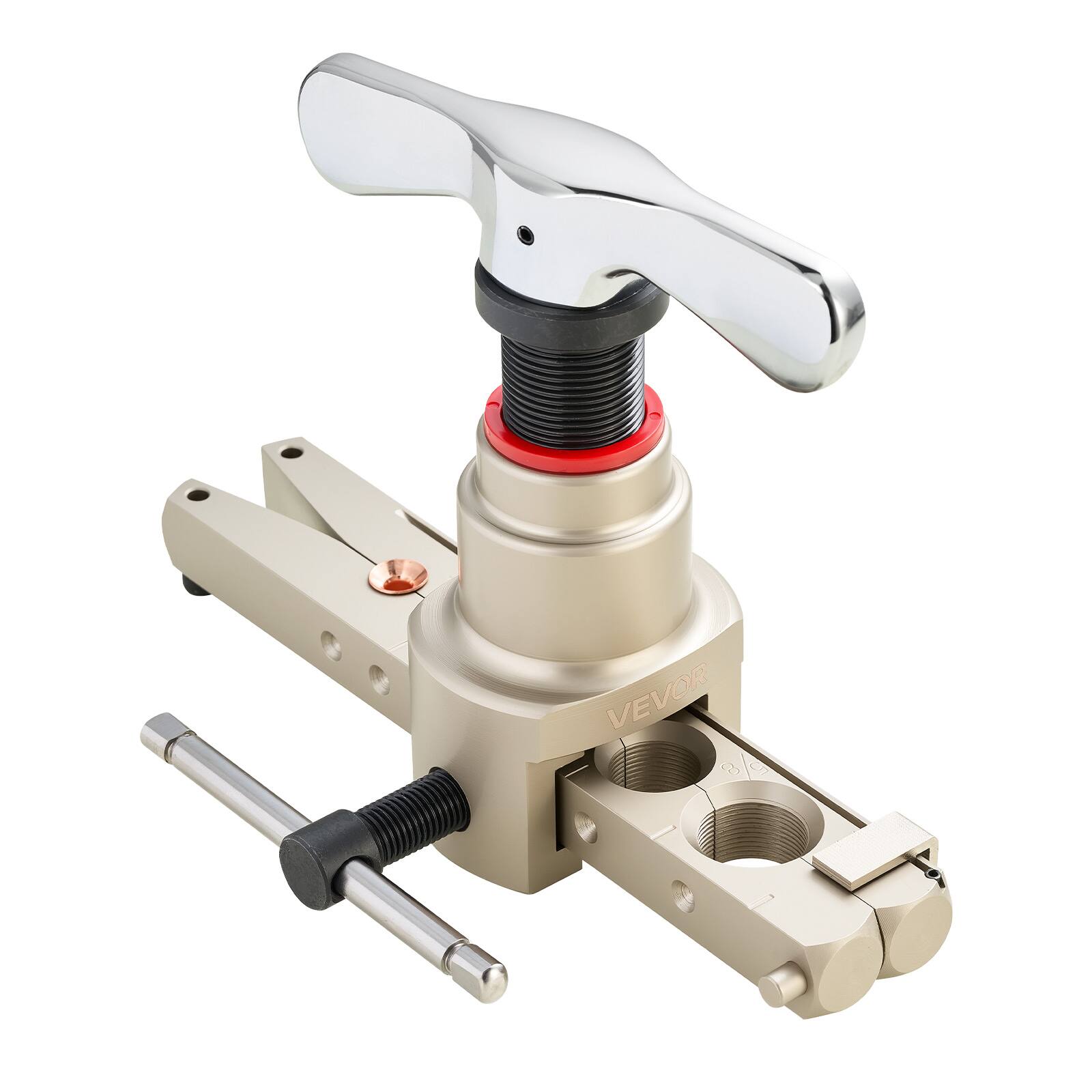 Alt View 5. VEVOR - Flaring Tool HVAC, 45° Eccentric Single Flaring Tool for 1/4"-3/4" & 6-19mm Copper Aluminum Tubes - Champagne gold.