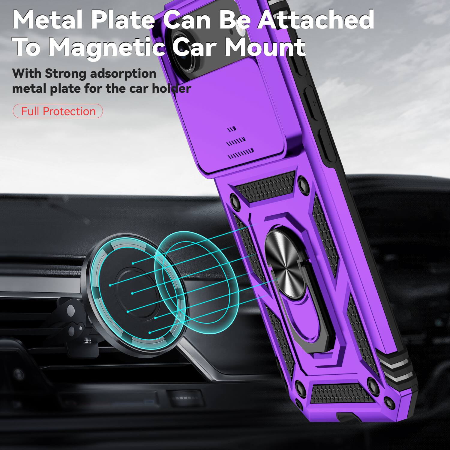 Metal Plate Can Be Attached To Magnetic Car Mount

With Strong adsorption metal plate for the car holder

Full Protection