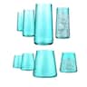 Artland - Soho Optic Double Old Fashion & Highball Glasses Set, Turquoise, 8-Piece - Clear