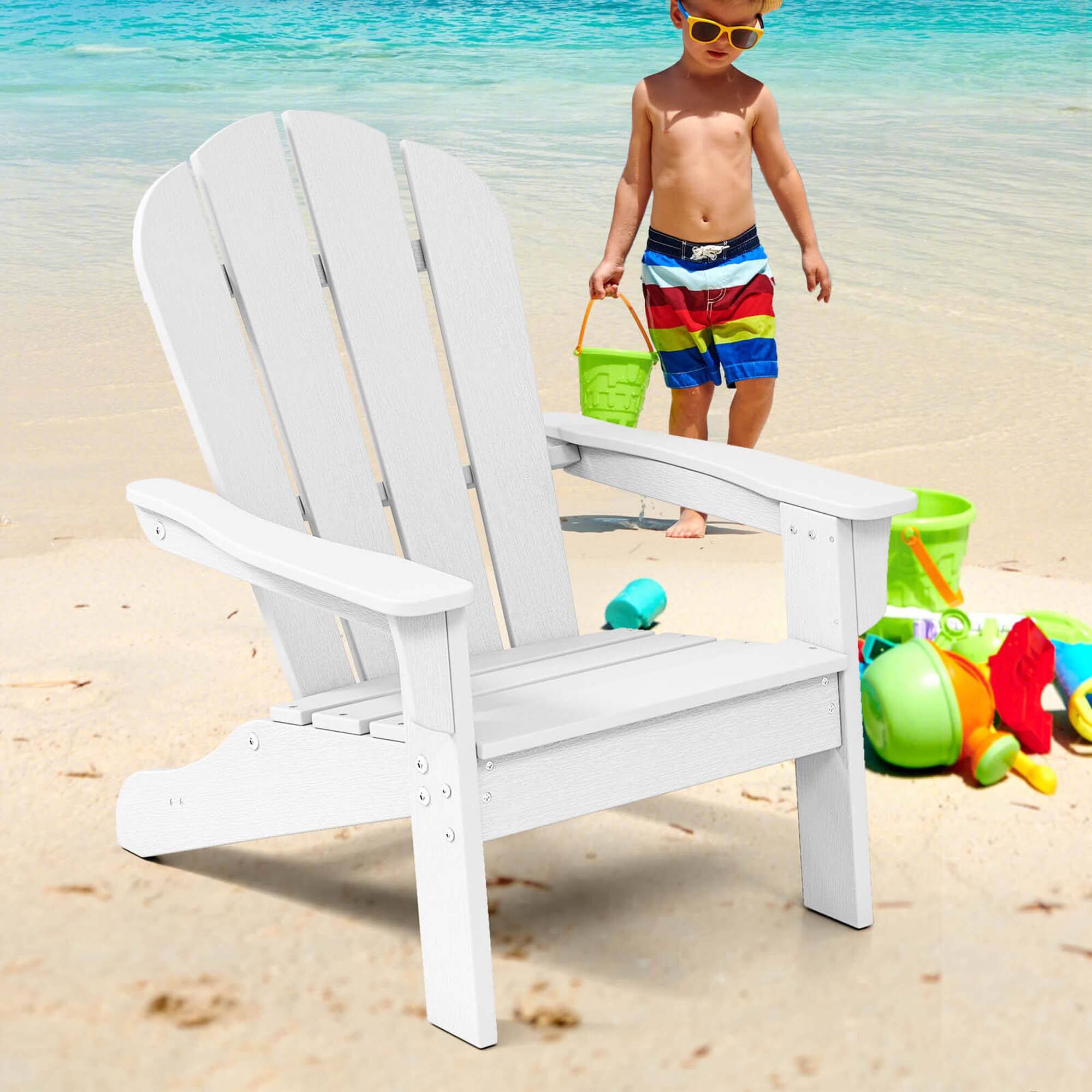 Alt View 1. Costway - Costway Kids Adirondack Chair with High Backrest Armrests Fire Pit Chair for Kids Ages 3-8 - White.