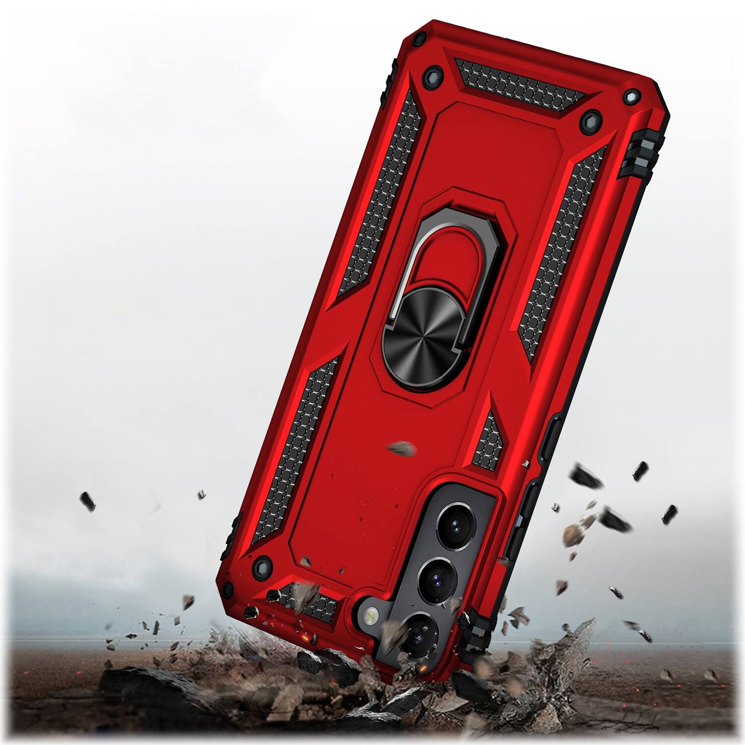Alt View 15. SaharaCase - Military Kickstand Series Case for Samsung Galaxy S22 - Red.