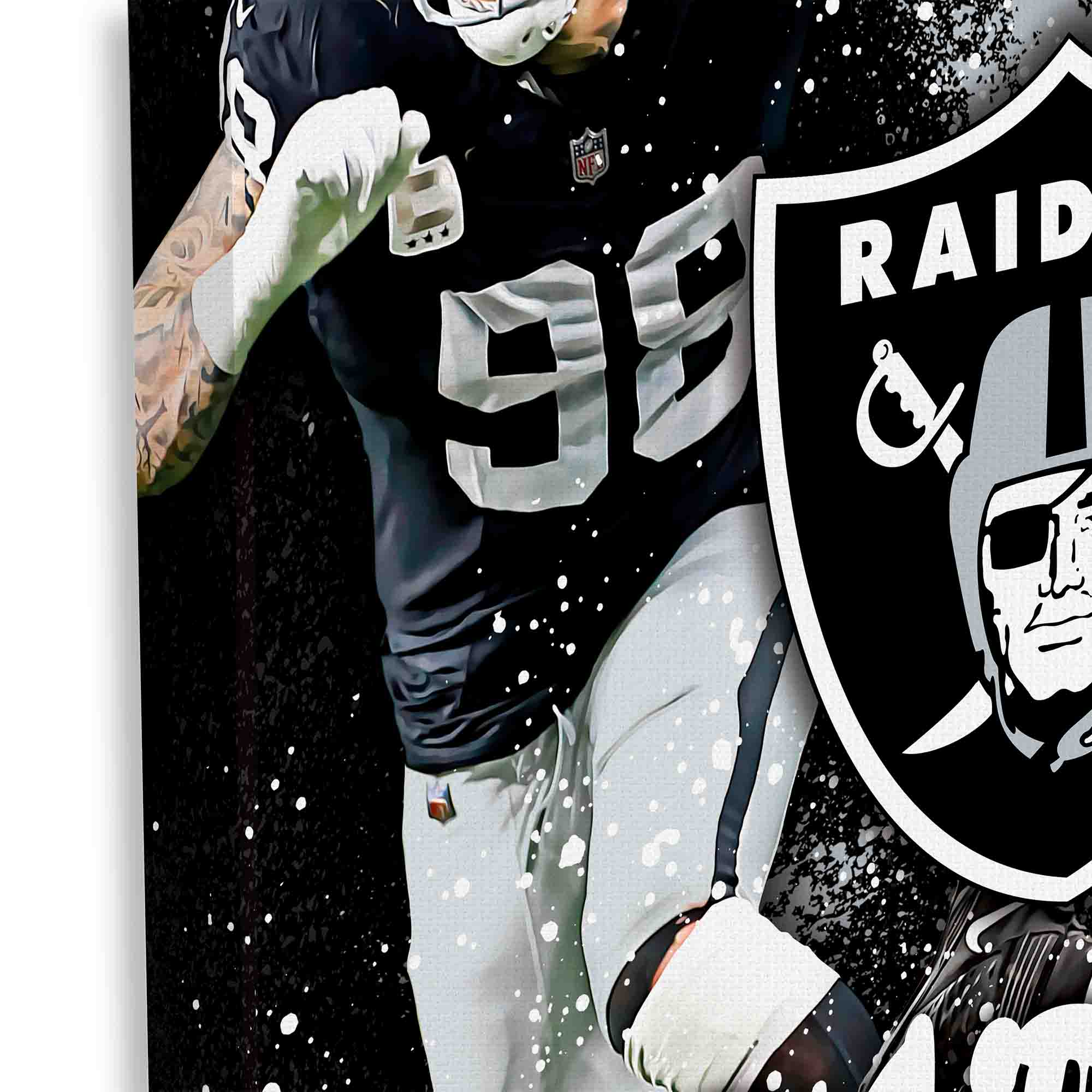 Alt View 3. Open Road Brands - Las Vegas Raiders Adam Butler &-Maxx Crosby 12" x 12" Logo Splash Canvas Art - Black.