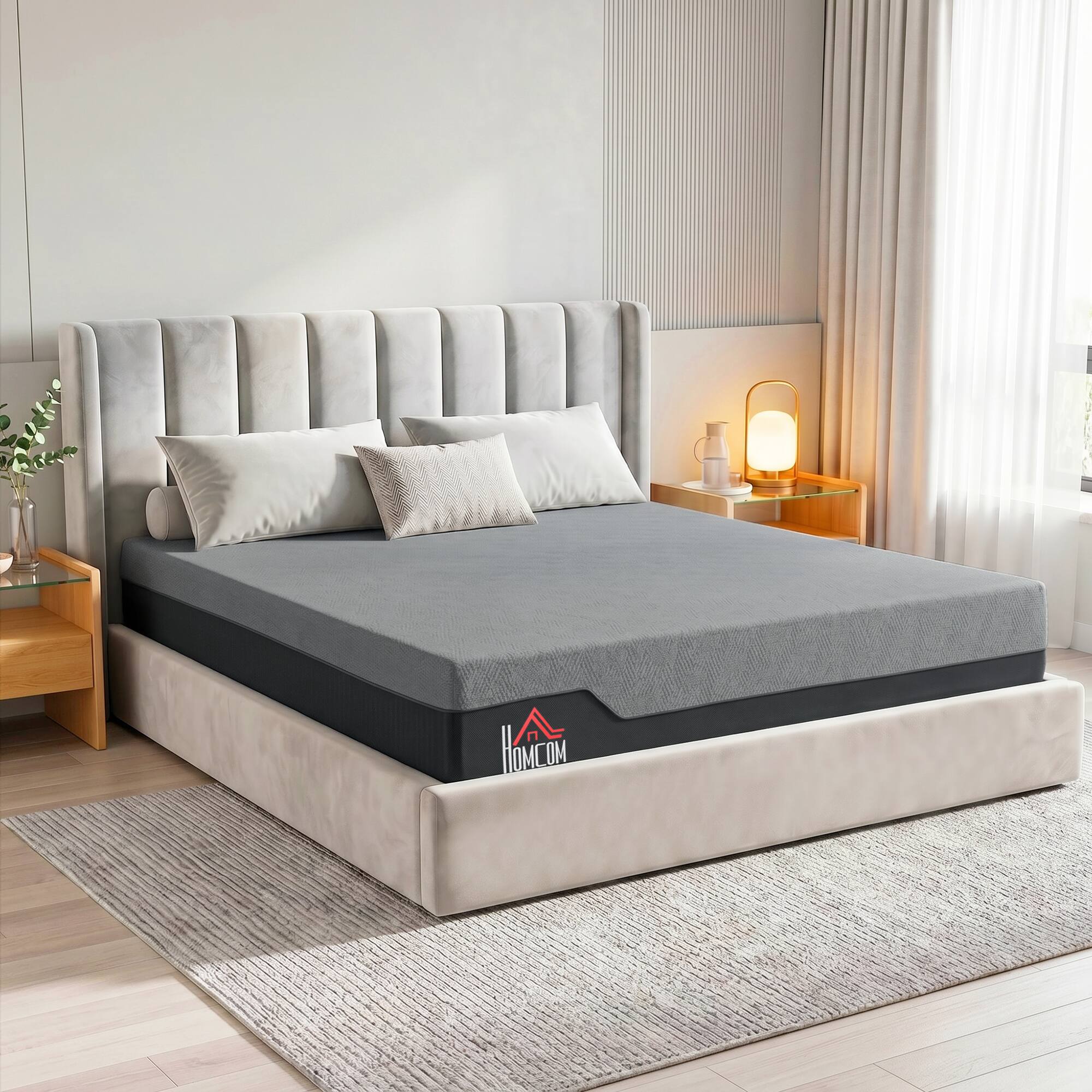 Alt View 8. Homcom - Mattress, 12 Inch Memory Foam Mattress for Pressure Relief, Graphene Gel Cooling Copper Bed in a Box - Gray.