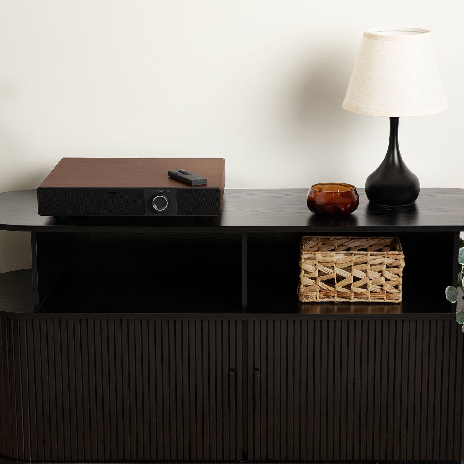 Alt View 3. Victrola - Soundstage All in One Wireless Soundbase Speaker for Turntables - Walnut.