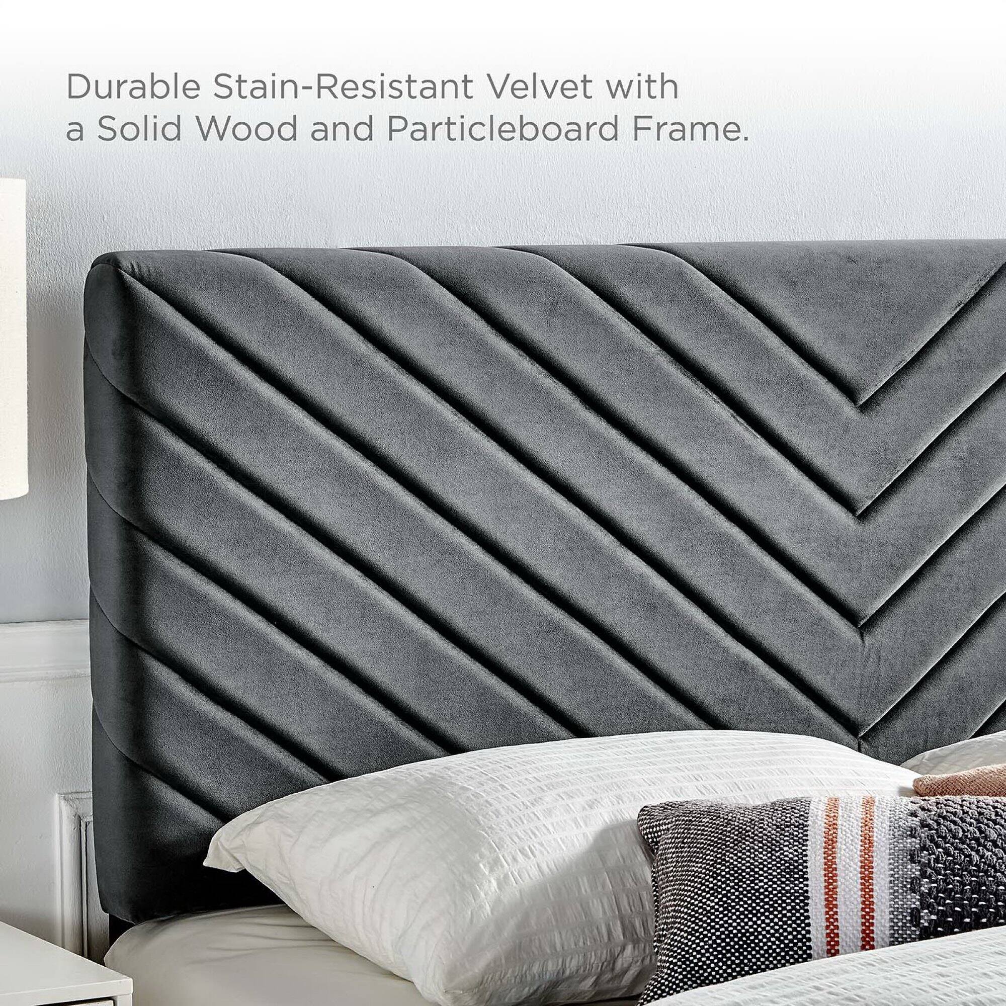 Durable Stain-Resistant Velvet with a Solid Wood and Particleboard Frame.