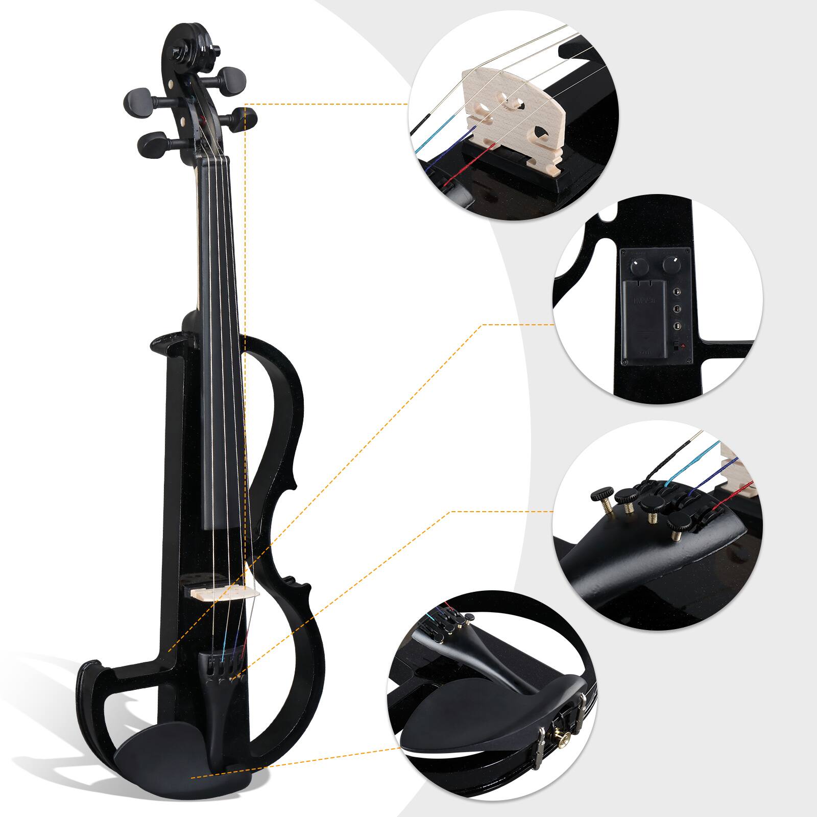 Alt View 2. Winado - Full Size Electric Violin,4/4 Acoustic Silent Electric Violin for Beginner Adult Teens with Ebony Fitting,Case,Bow,Rosin.