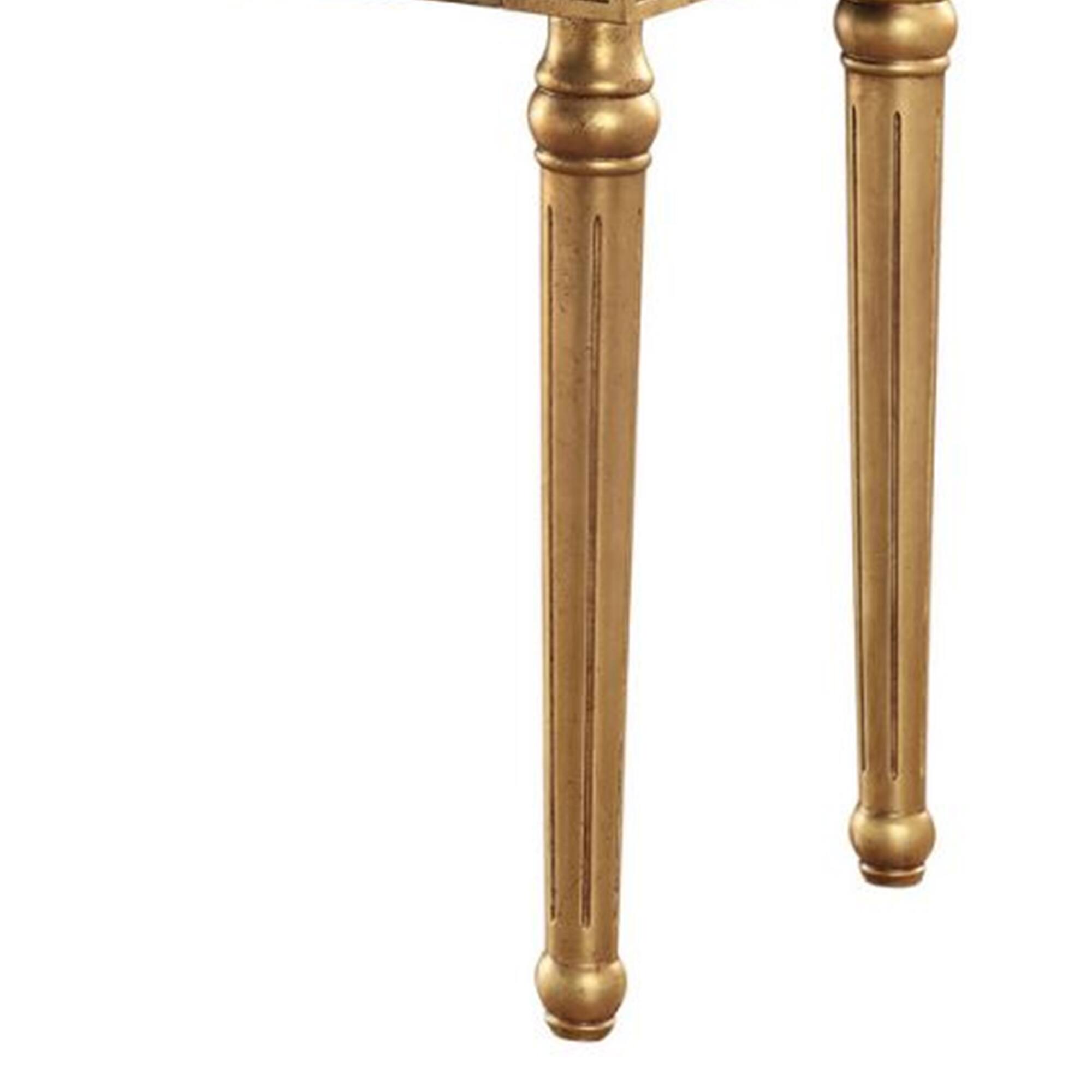 Alt View 1. Manhattan Lane - Marble Top Sofa Table With Fluted Detail Wooden Turned Legs - Gold.