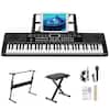 Front. Winado - 61 Key Electronic Keyboard Piano w/ Stand, Bench & Headphones, Microphone Set for Beginners w/LCD Display.