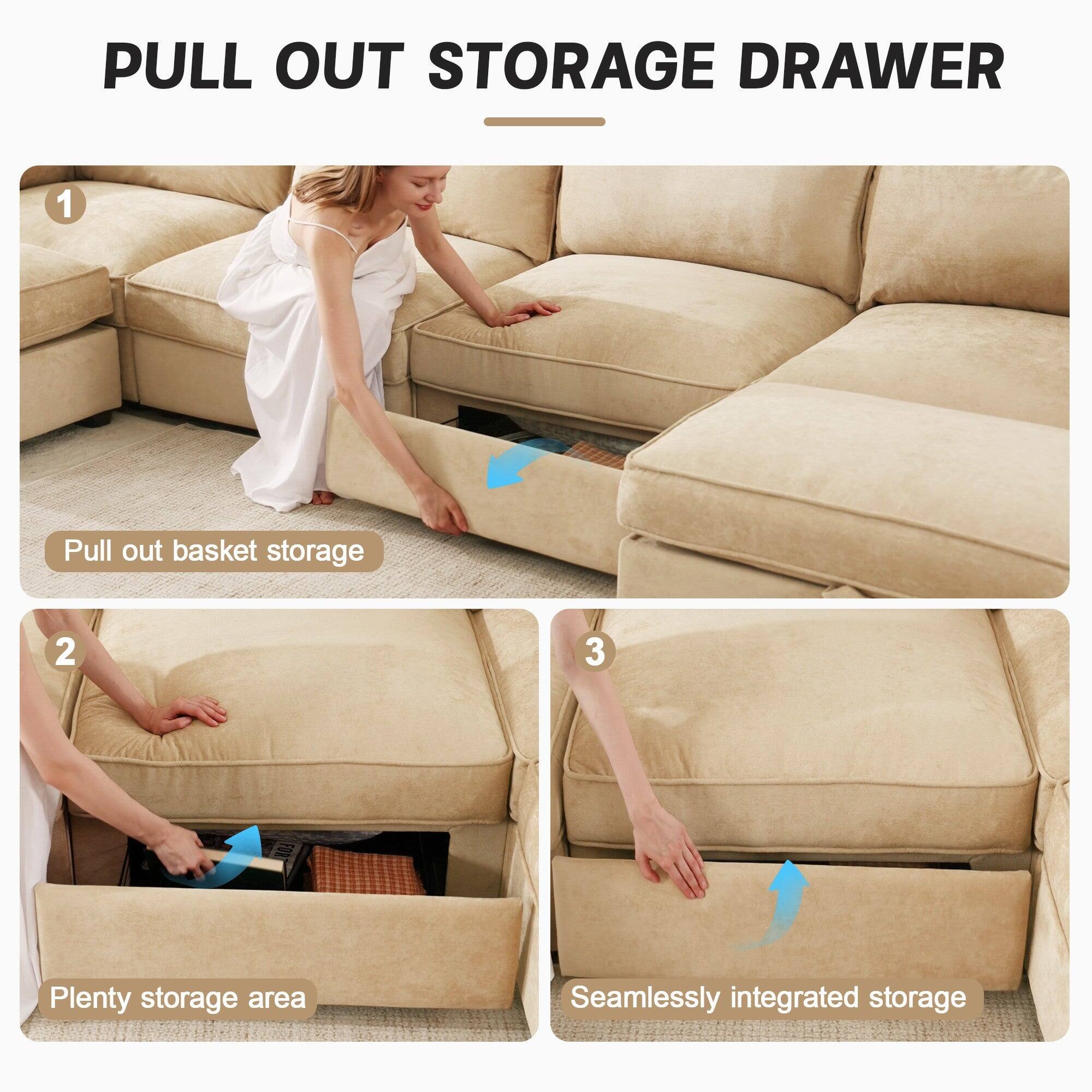 PULL OUT STORAGE DRAWER

1. Pull out basket storage
2. Plenty storage area
3. Seamlessly integrated storage