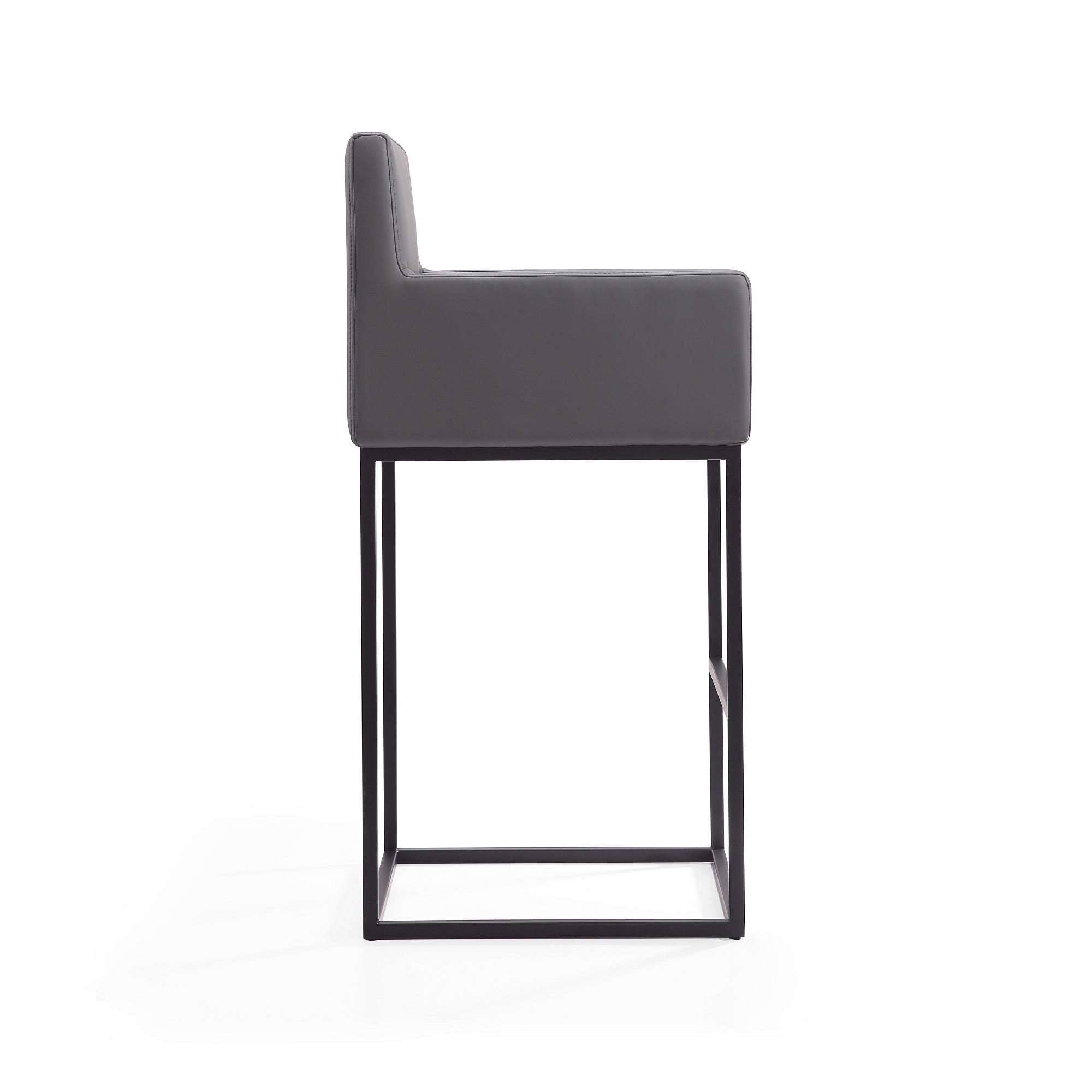 Alt View 1. Manhattan Comfort - Ambassador Mid-Century Modern Metal Upholstered Barstool - Gray.