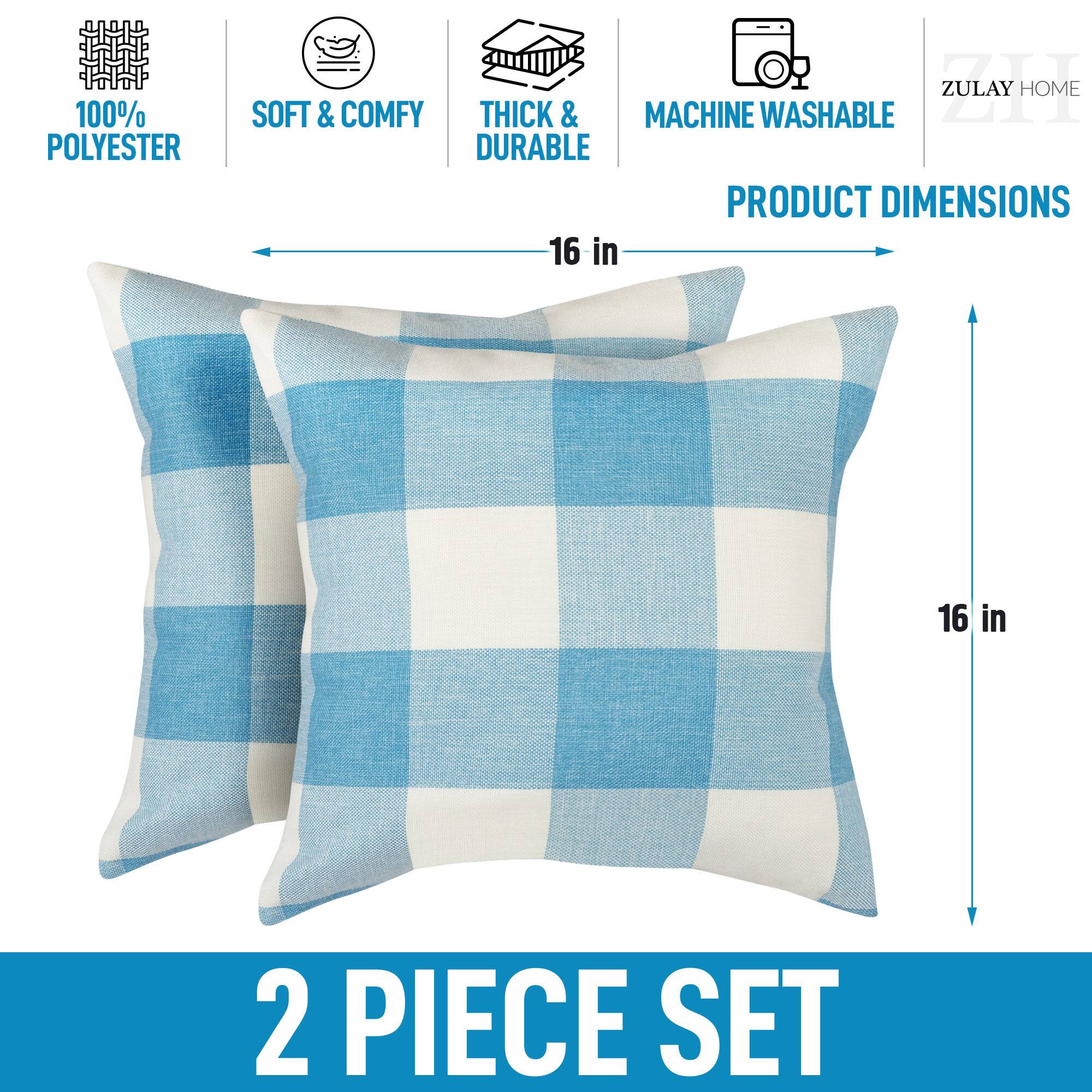 100% Polyester  
Soft & Comfy  
Thick & Durable  
Machine Washable  

Product Dimensions: 16 in x 16 in  

2 Piece Set  

Zulay Home