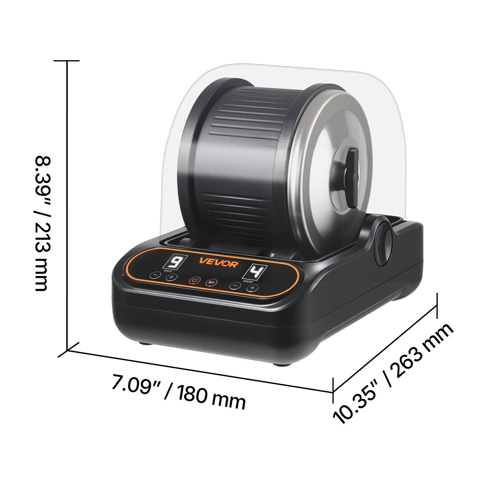 8.39" / 213 mm  
7.09" / 180 mm  
10.35" / 263 mm
