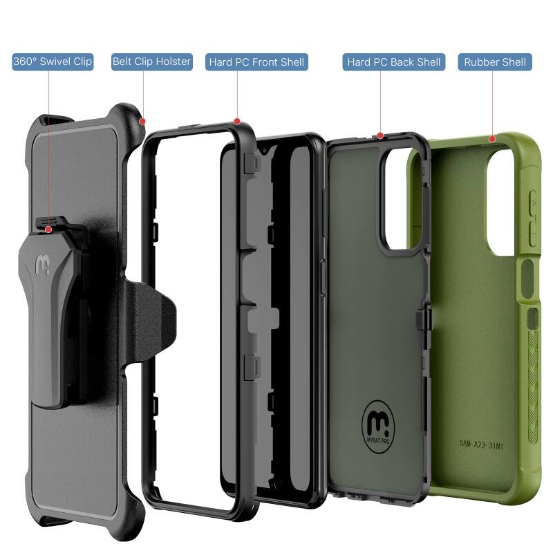 360 Swivel Clip, Belt Clip Holster, Hard PC Front Shell, Hard PC Back Shell, Rubber Shell, MYBAT PRO, SAM-A23-31N1, A23-31N1