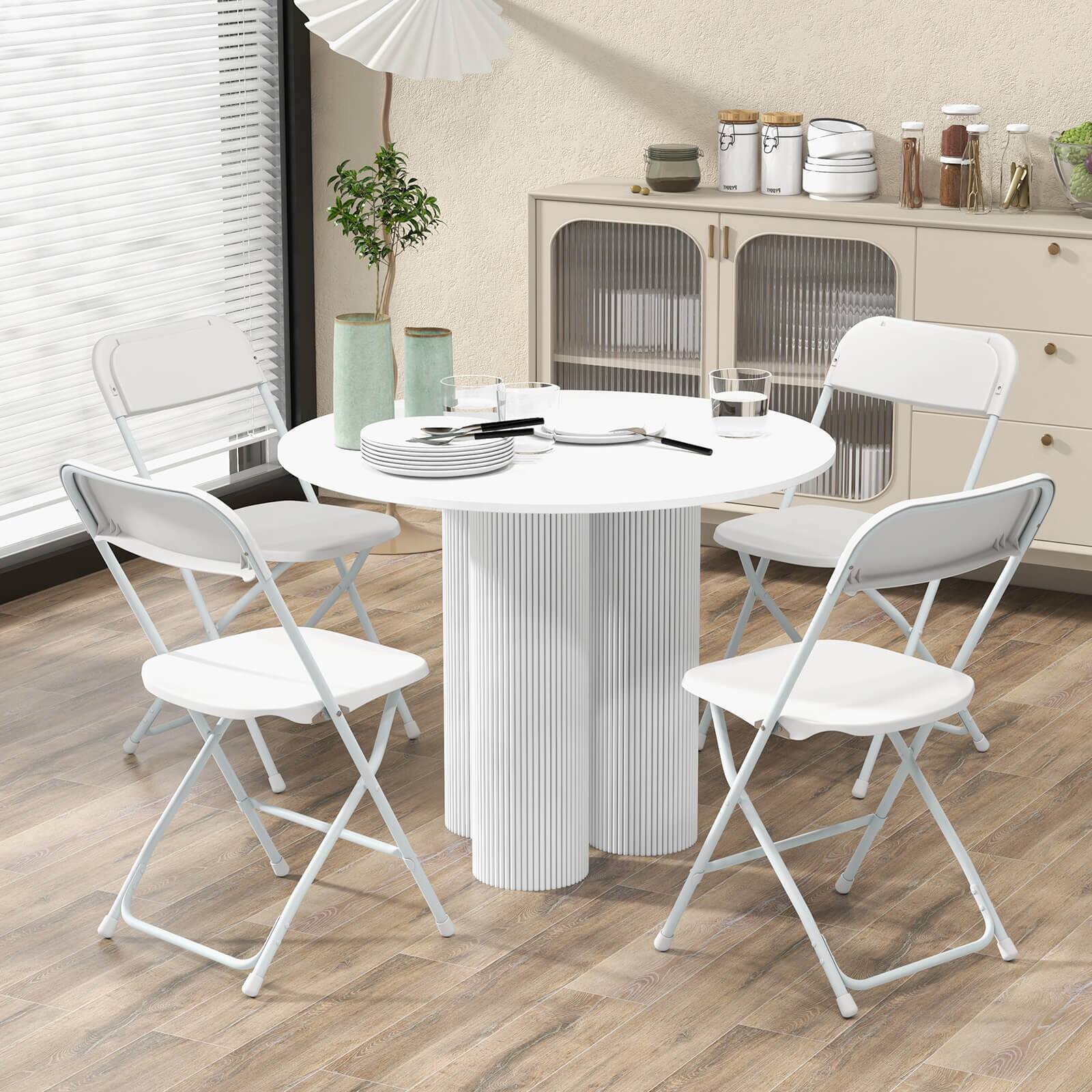 Alt View 1. Costway - Costway 16 Pack Metal Folding Chairs with Plastic Seat & Back Heavy-Duty Metal Frame - White.