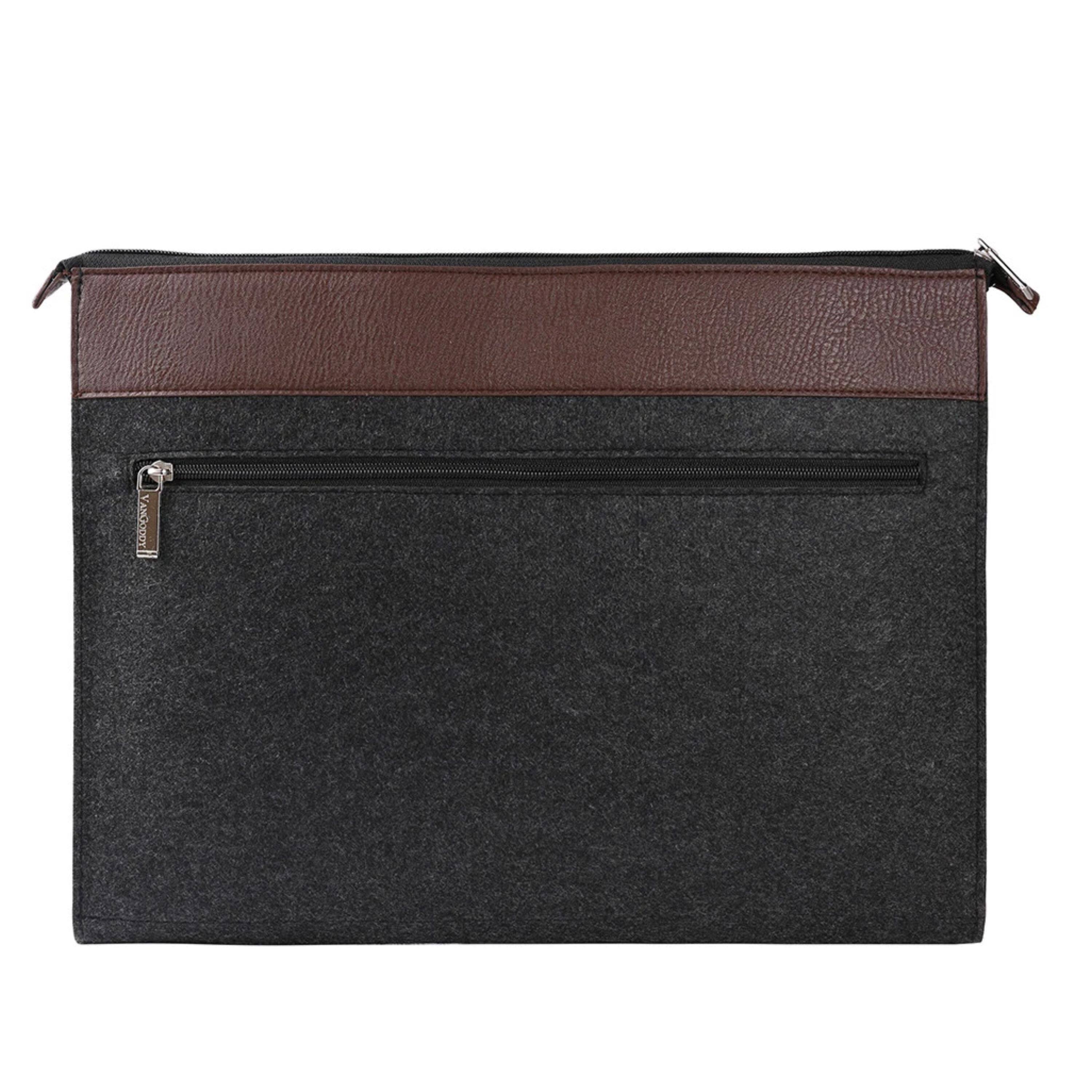 Angle. Kitcheniva - Woolen Felt Laptop Sleeve Case Cover Bag For 12" Laptop Brown - Brown.