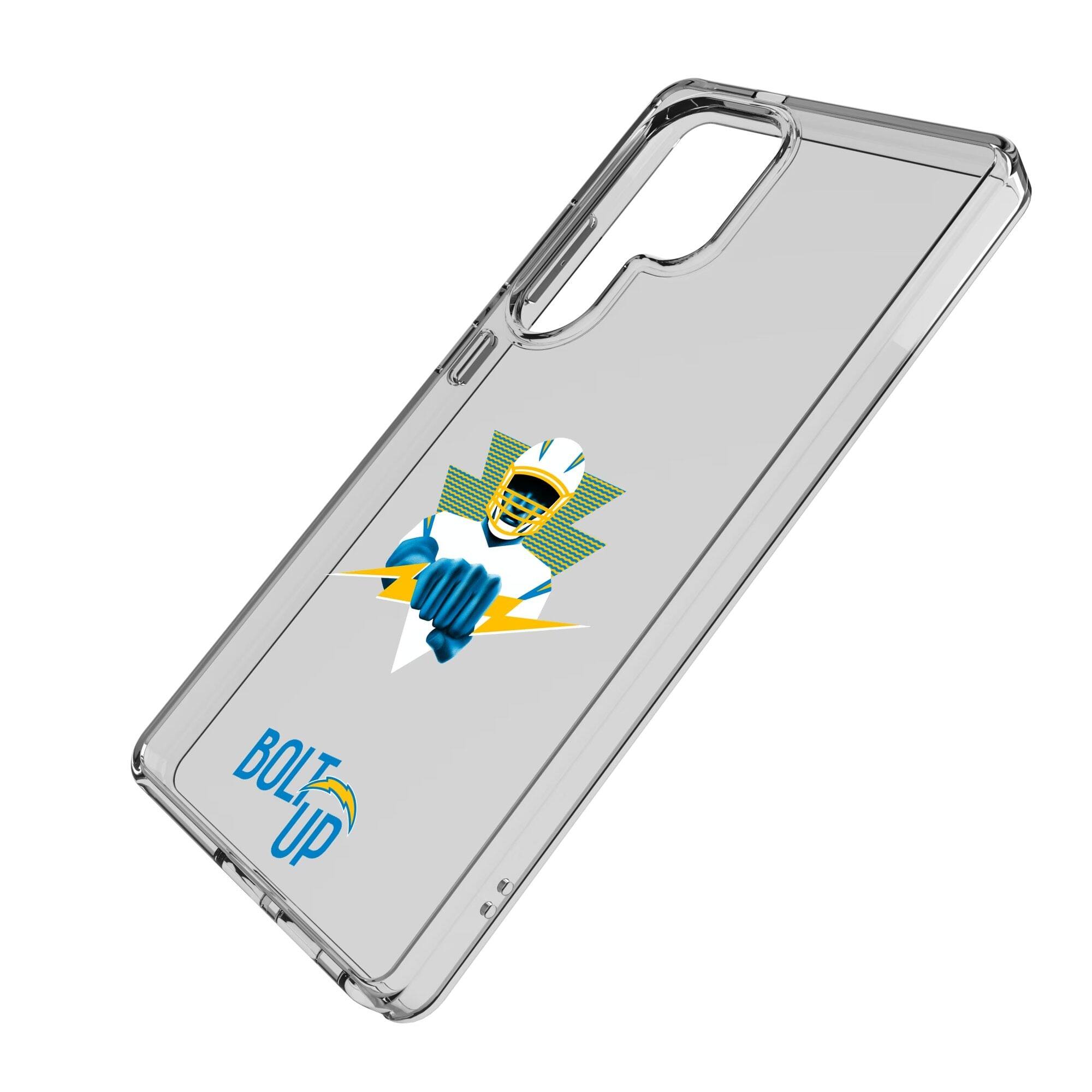 Alt View 1. Keyscaper - Los Angeles Chargers Galaxy Clear Case - S24 - Multicolor.