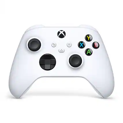 Front. Microsoft - Xbox Wireless Controller Robot White - Wireless & Bluetooth Connectivity - New Hybrid D-pad - New Share Button - Texture - Unknown.
