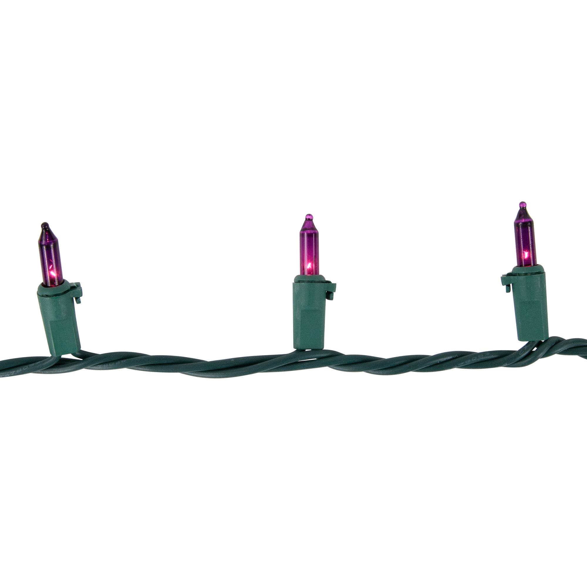 Alt View 3. Brite Star - Chasing 8 Function Mini Christmas Lights - Pinkish Purple - 31.25' - Green Wire - 150ct - Purple.