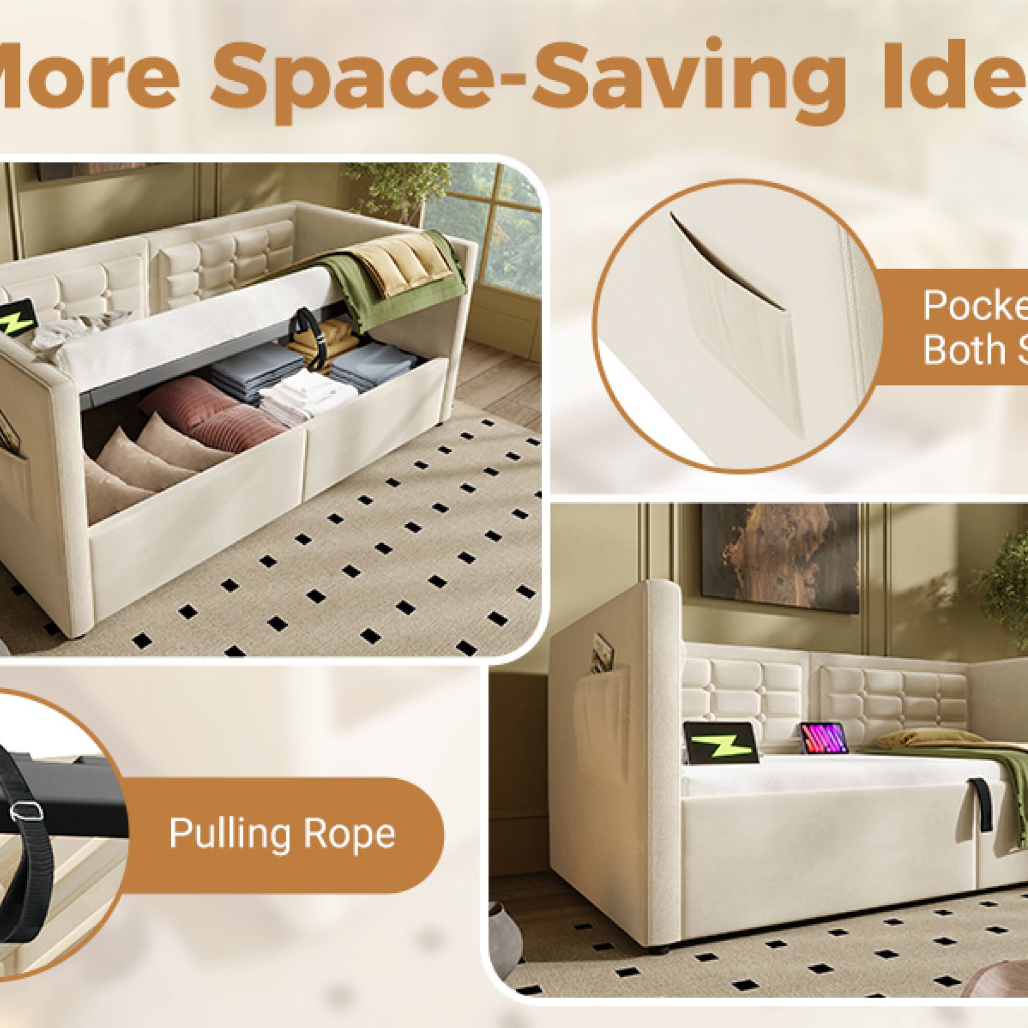 More Space-Saving Ideas

Pocket Both Sides

Pulling Rope