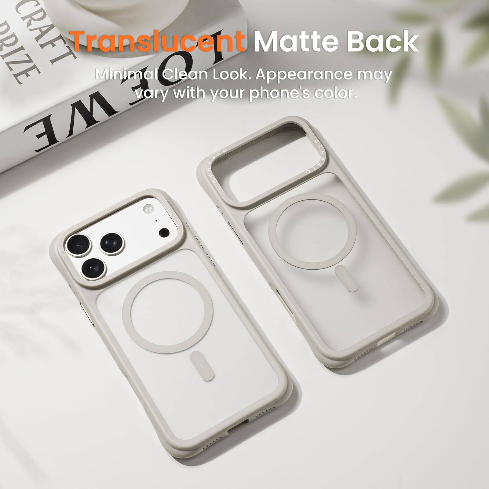 Translucent Matte Back  
Minimal Clean Look. Appearance may vary with your phone's color.