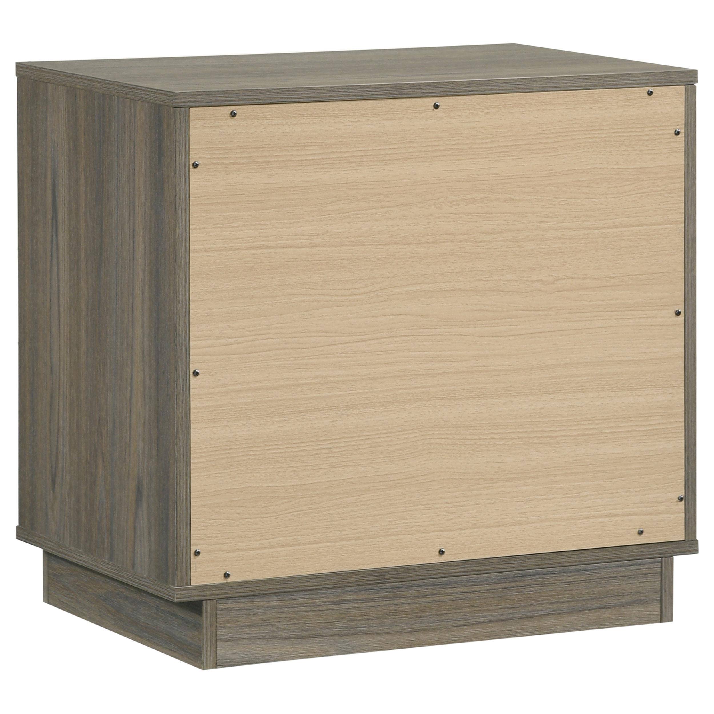 Alt View 2. Manhattan Lane - Fene Nightstand, 2 Storage Drawers with Nickel Handles, 24 Inch - Gray.
