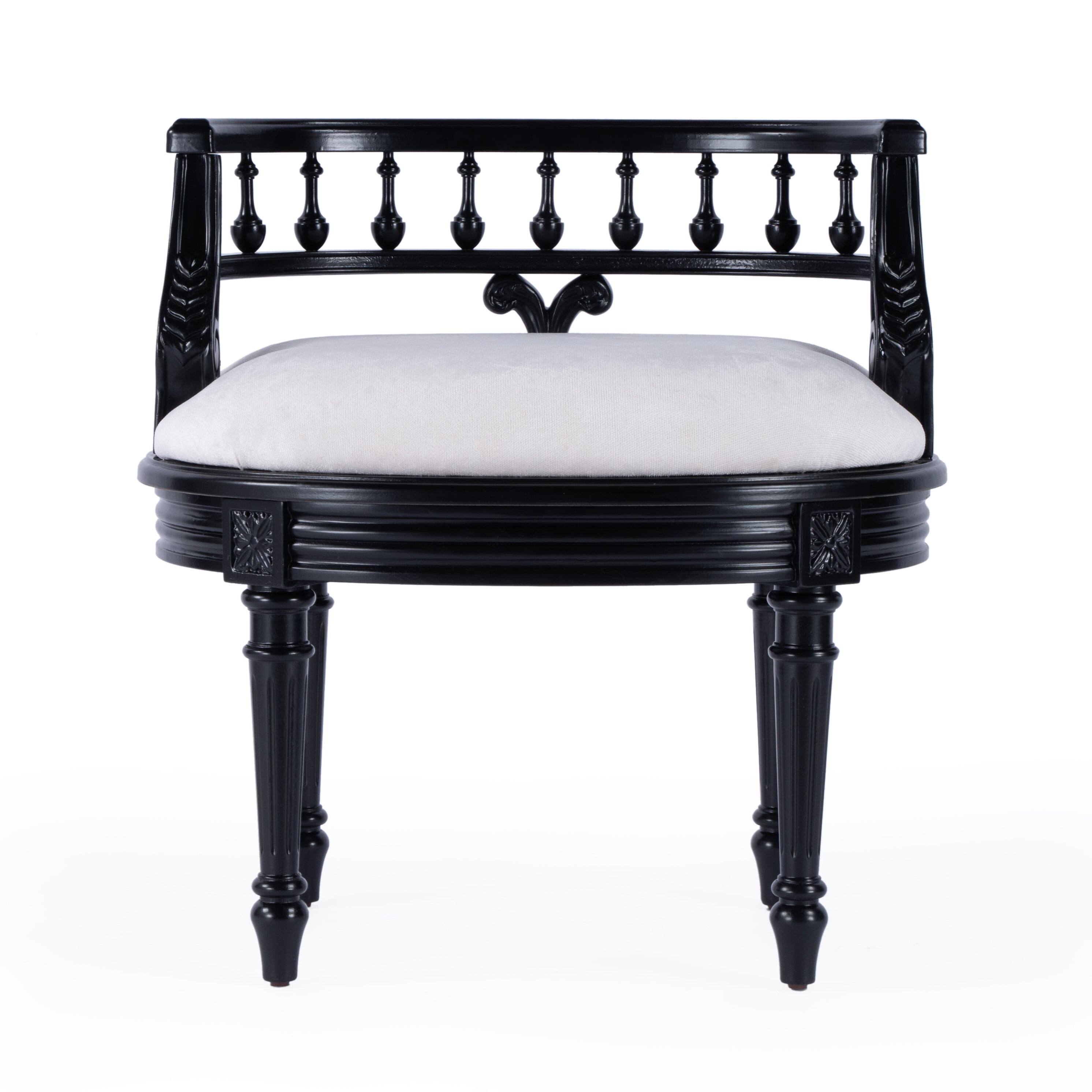 Alt View 4. Butler Specialty - Hathaway 22.5 in. W Oval Upholstered and Wood Traditional Vanity Seat - Black.