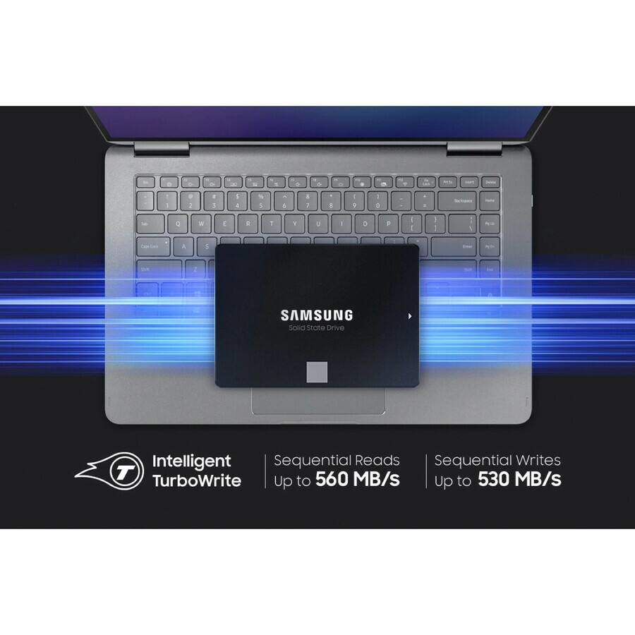 SAMSUNG Solid State Drive

Intelligent TurboWrite

Sequential Reads: Up to 560 MB/s

Sequential Writes: Up to 530 MB/s