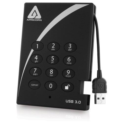 Apricorn - Aegis Padlock 2 TB External Hard Drive - USB 3.0 - 5400 RPM - 8 MB Buffer - Portable - Black
