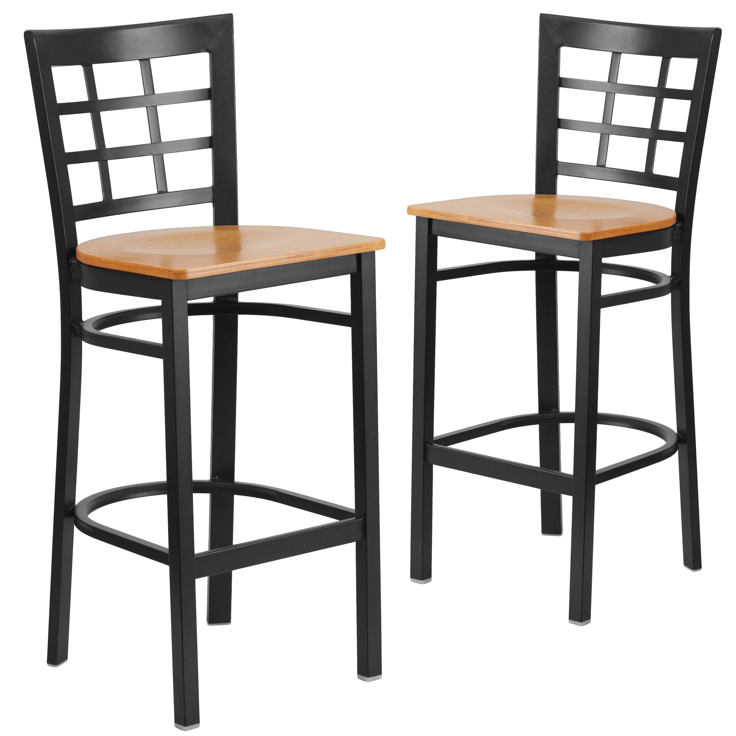 Natural Wood Seat/Black Metal Frame