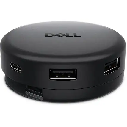 Front. Dell - Pro DA326 7-in-1 USB-C Universal Multiport Travel Hub - Black.