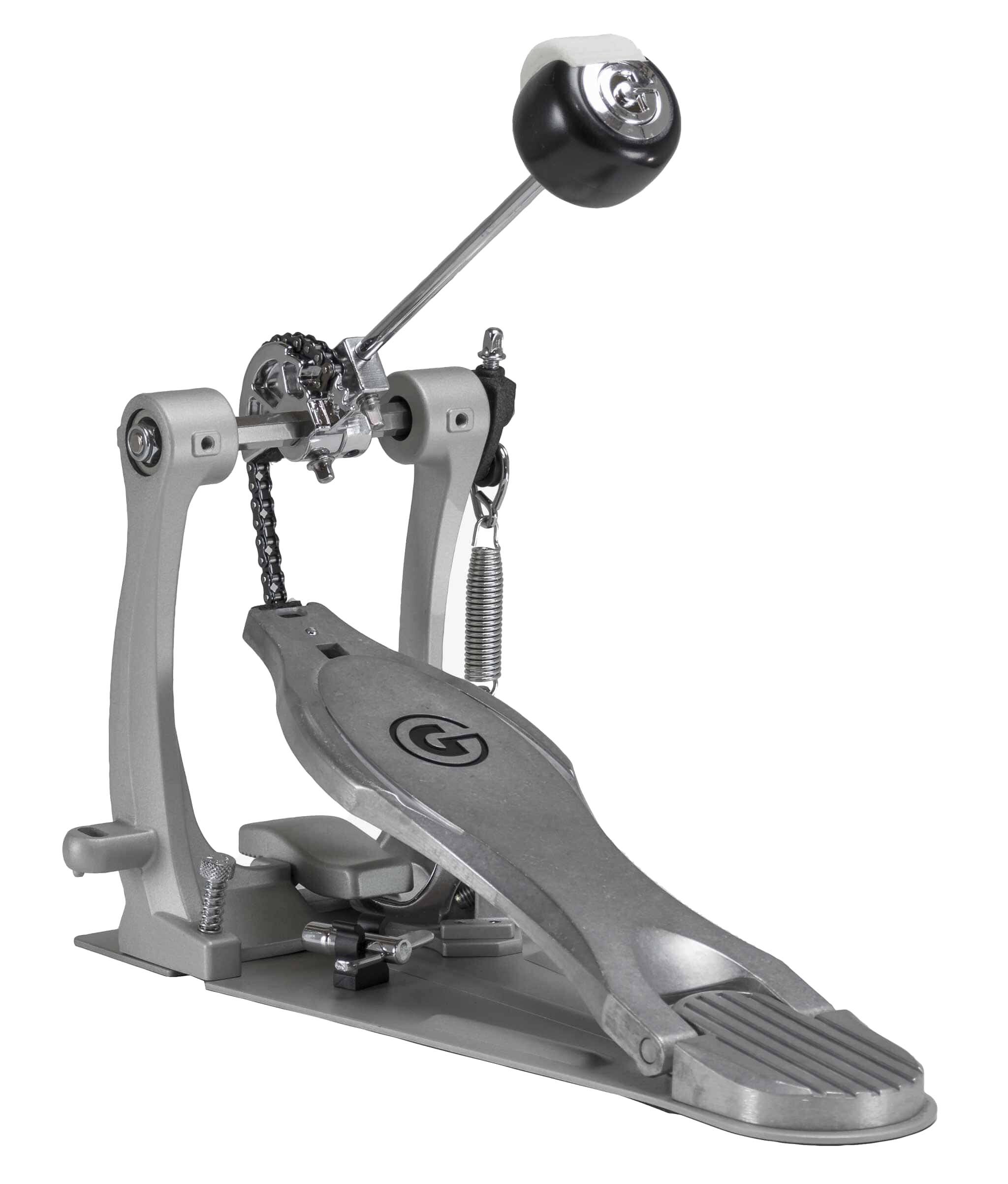 Back. Gibraltar Hardware - Road Class Chain Drive Bass Drum Pedal, w/ Single Chain Cam, G-Class Pillar Frame, Side Hoop Clamp & Quiet Spring Rocker.