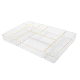 Martha Stewart - Kerry Plastic Stacking Drawer Organizers Set of 8 - Clear/Gold Trim