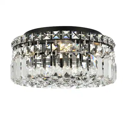 Front. Elegant Lighting - Maxime 12 inch black flush mount - Black And Clear.