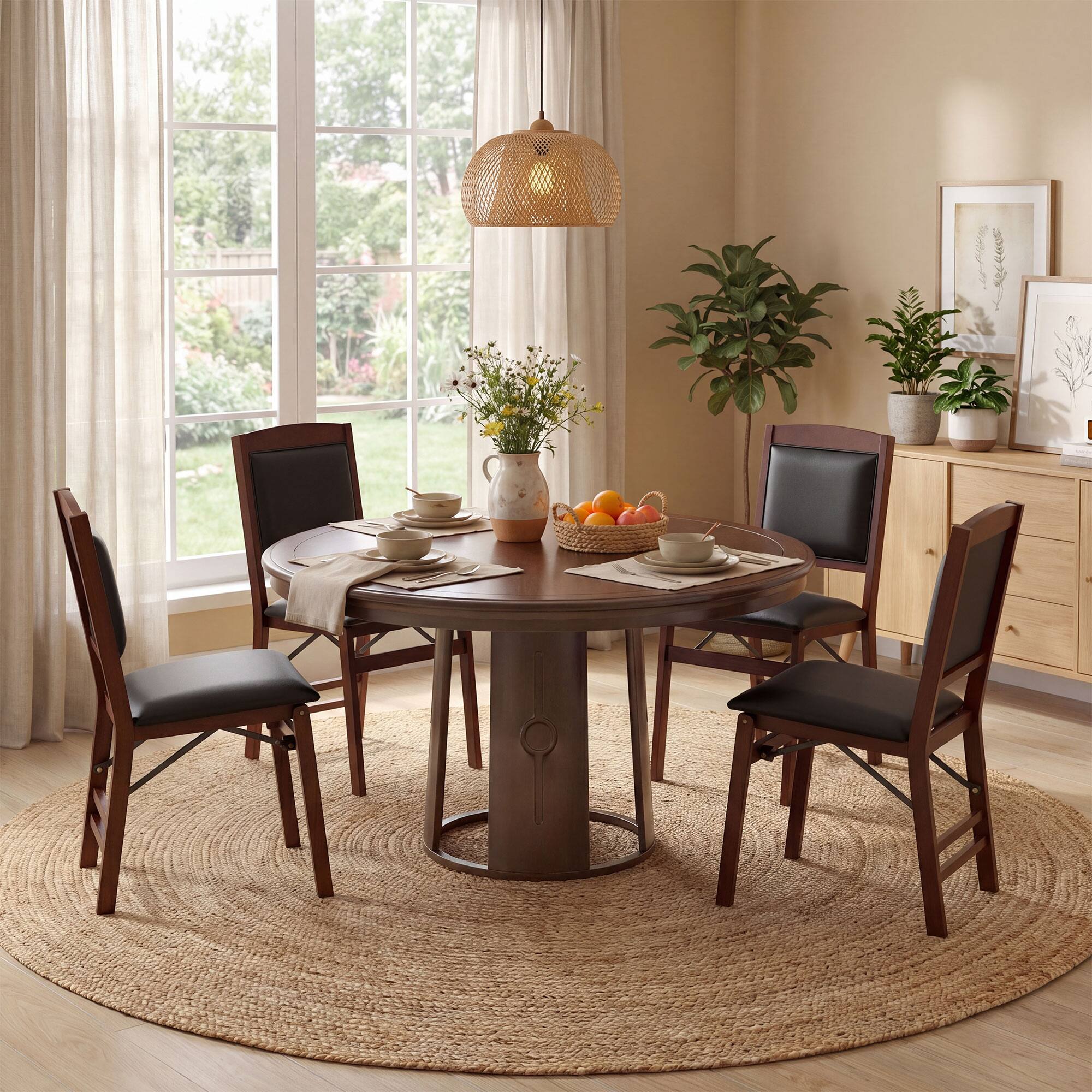 Alt View 3. Costway - Costway 2 Pack Folding Dining Chairs Foldable Chairs with PVC Padded Seat & High Backrest - Brown.