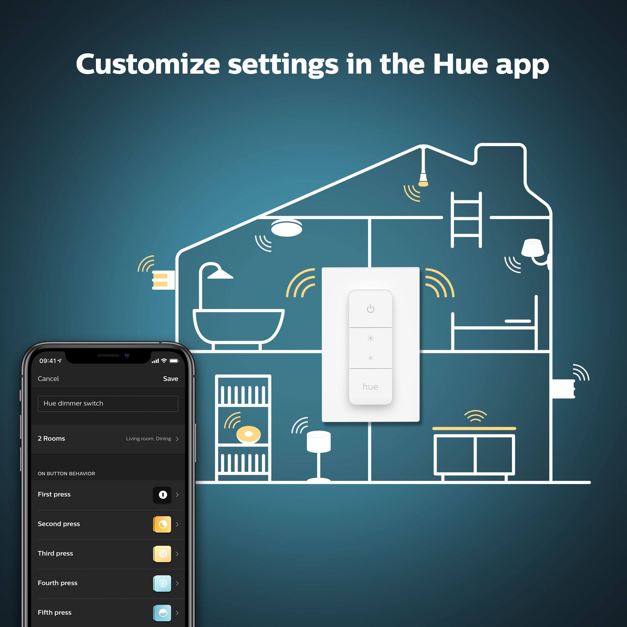 Customize settings in the Hue app.