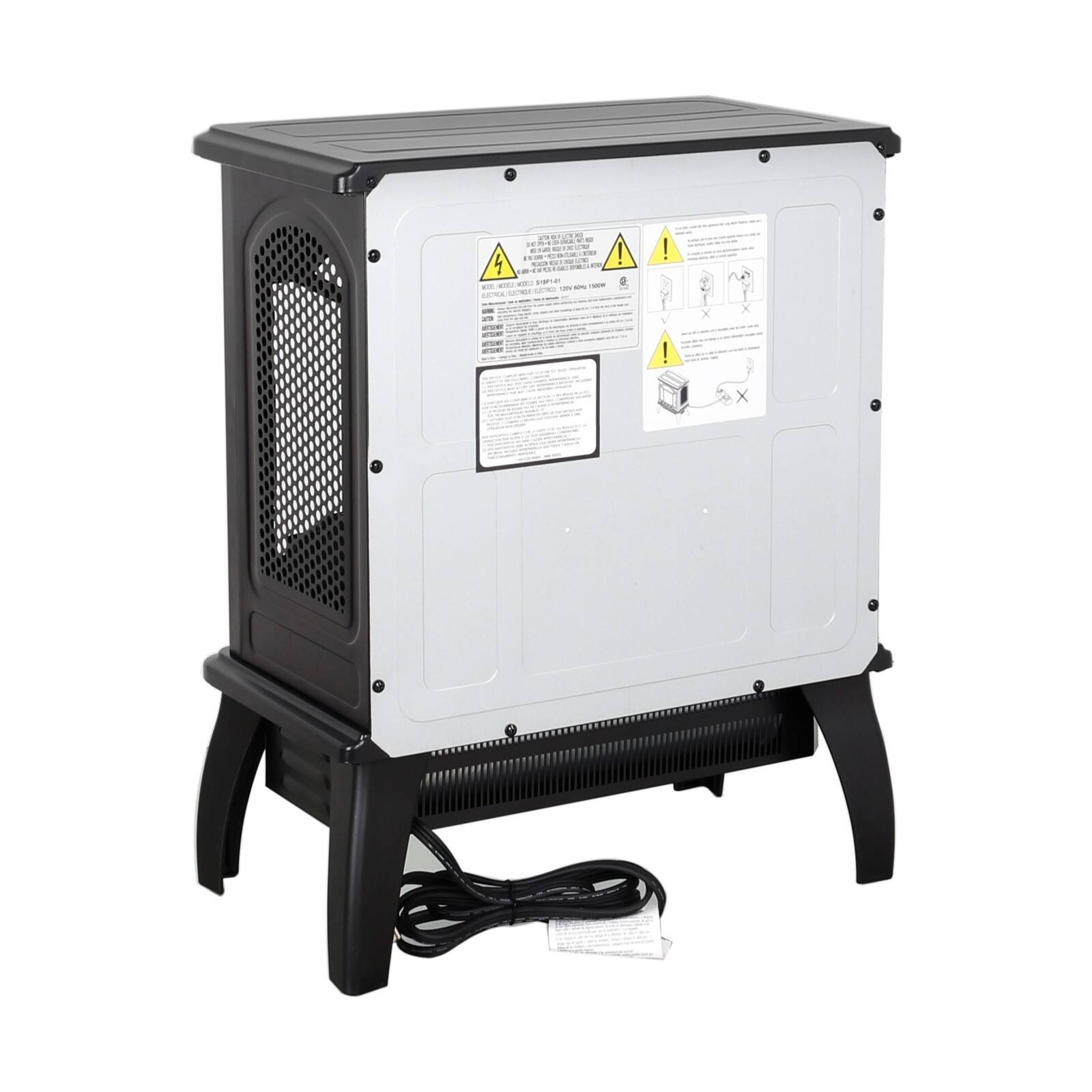 Alt View 9. Ecooso - Cast Iron Free-Standing Electric Fireplace Stove with Single Door, 1500W 5000 BTU Heater, 3D Flame, Remote, Timer - Antique Black.