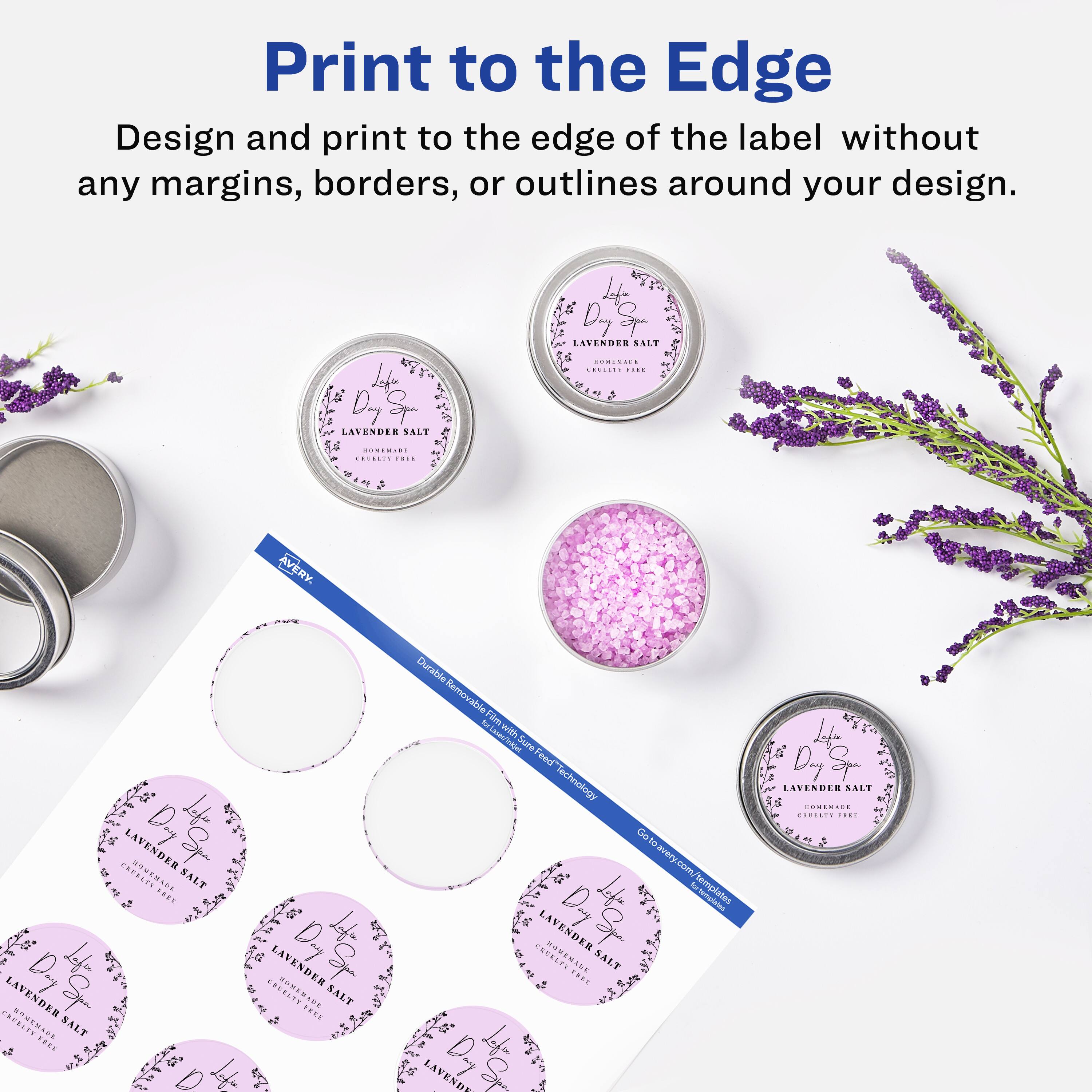 Print to the Edge

Design and print to the edge of the label without any margins, borders, or outlines around your design.