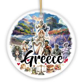 OrnamentallyYou - Greece Historical Landmarks and Cultural Ornament Artistic Greek and Athens Handmade Christmas Gift - Multi-colored