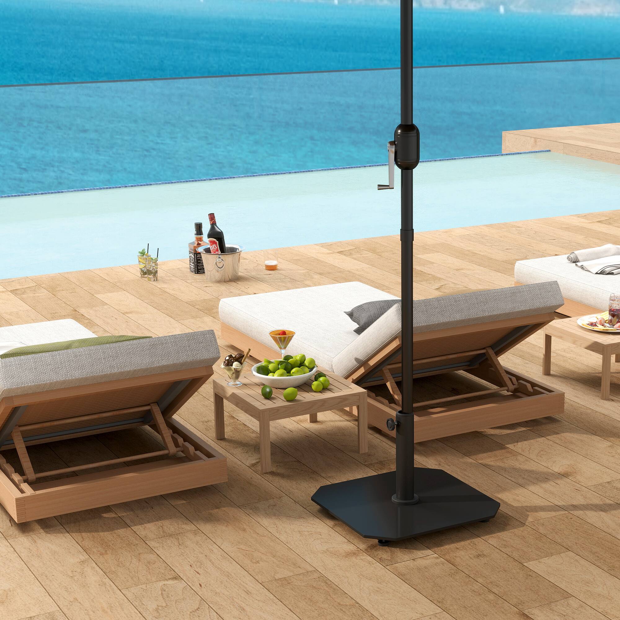 Alt View 5. Outsunny - Square Patio Umbrella Base, 41 lbs Metal Umbrella Stand Base with Adjustable Foot Pads, Patio Umbrella Holder - Black.