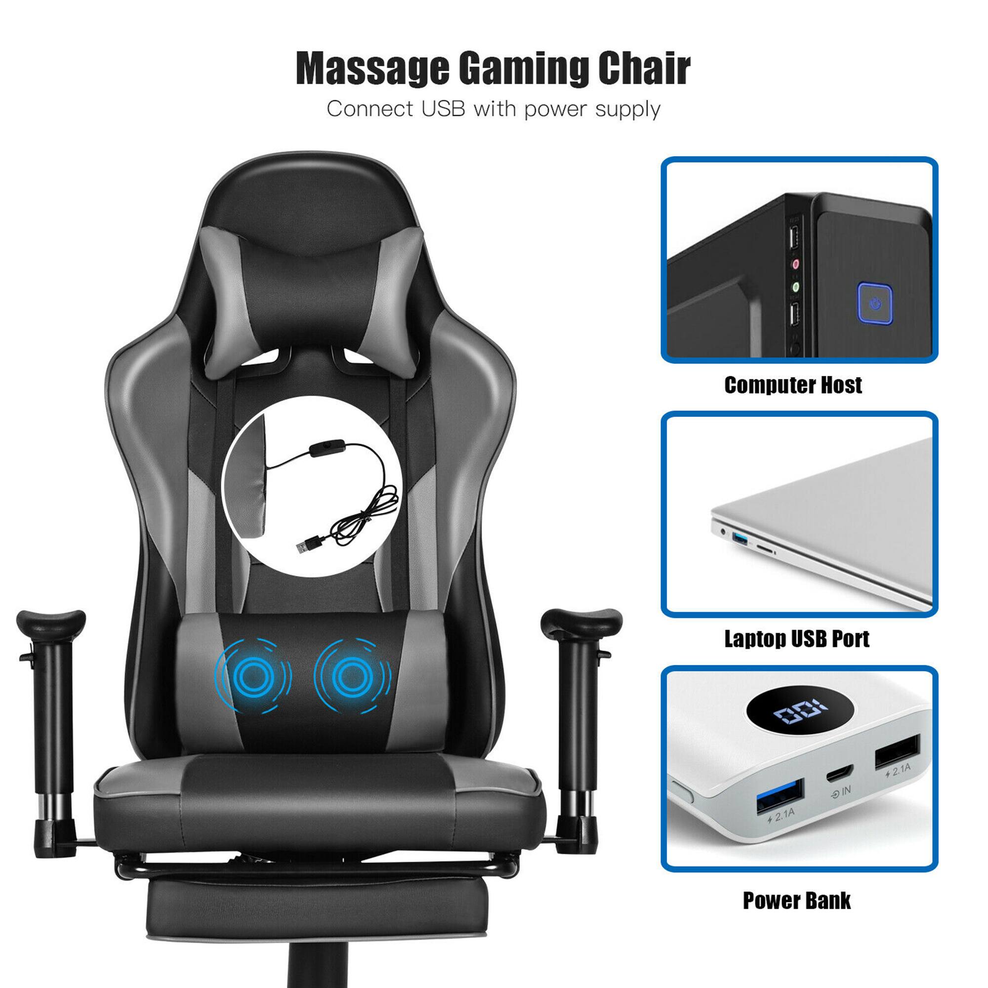 Massage Gaming Chair  
Connect USB with power supply  

- Computer Host  
- Laptop USB Port  
- Power Bank