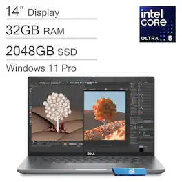 Dell - Upgraded - Precision 3490 14" FHD Mobile Workstation AI PC Laptop - Intel Core Ultra 5 - 32GB RAM - 2TB SSD - Windows 11 Pro - Gray
